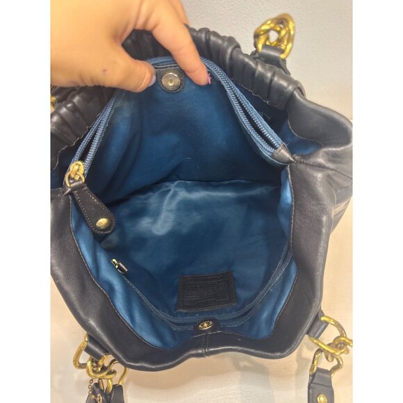 Vintage Coach Purse Black Leather Ashley Ruched Pleated F17571 Designer Classic - Picture 6 of 15